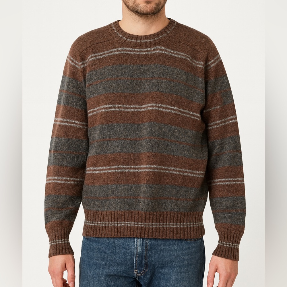 The Irish Shop Shetland Wool Striped Crewneck Sweater Men’s L USA Made